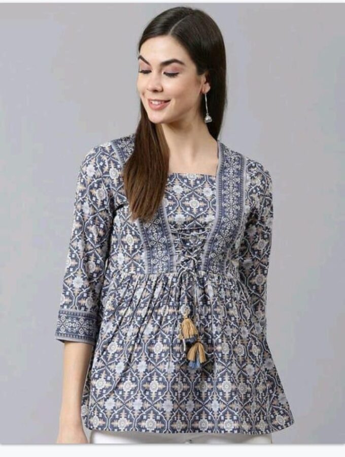 Moroccan Print Peplum Top