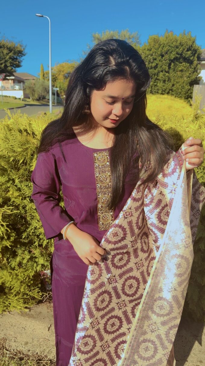 Royal Purple Embroidered Suit Set - Image 3