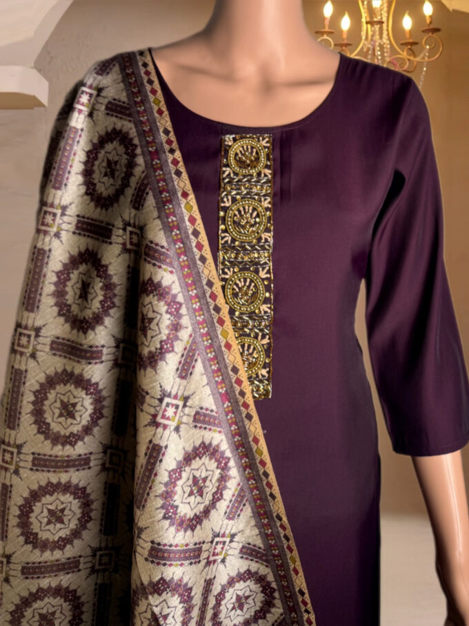 Royal Purple Embroidered Suit Set - Image 2