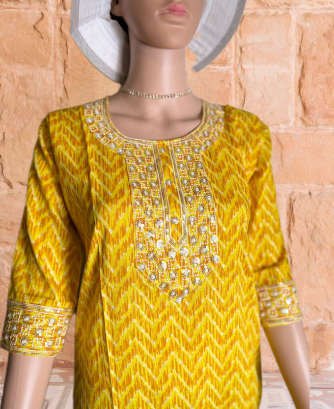 Sunshine Chevron Embellished Kurti - Image 2