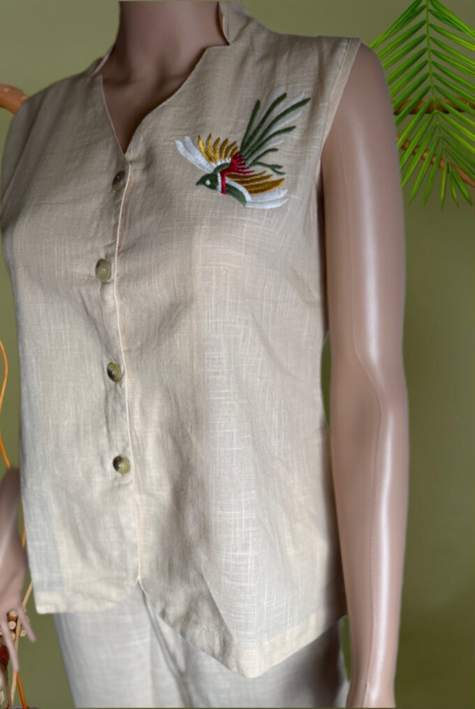 Natural Linen Embroidered Co-ord Set - Image 3