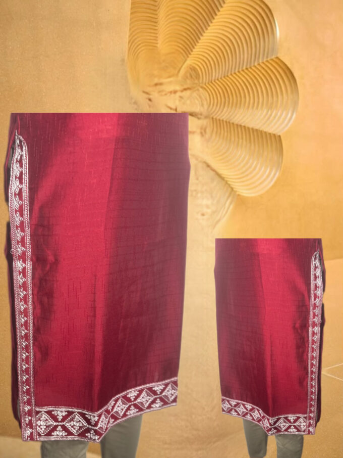 Maroon Diamond Embroidered Kurti - Image 2