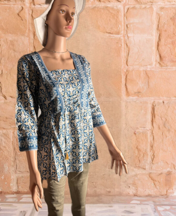 Moroccan Print Peplum Top - Image 4