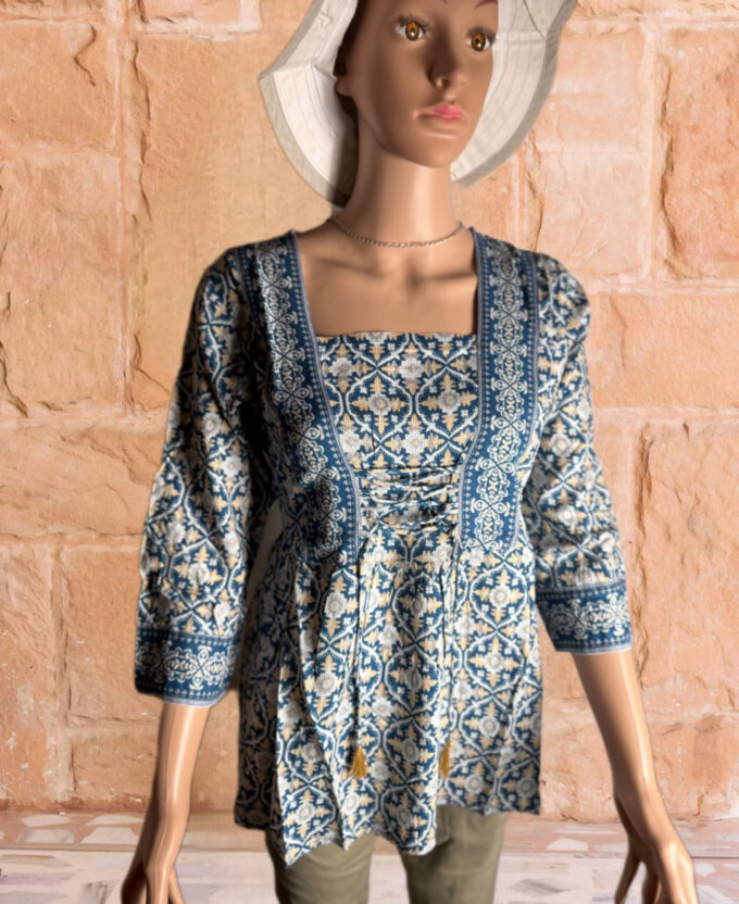 Moroccan Print Peplum Top - Image 3