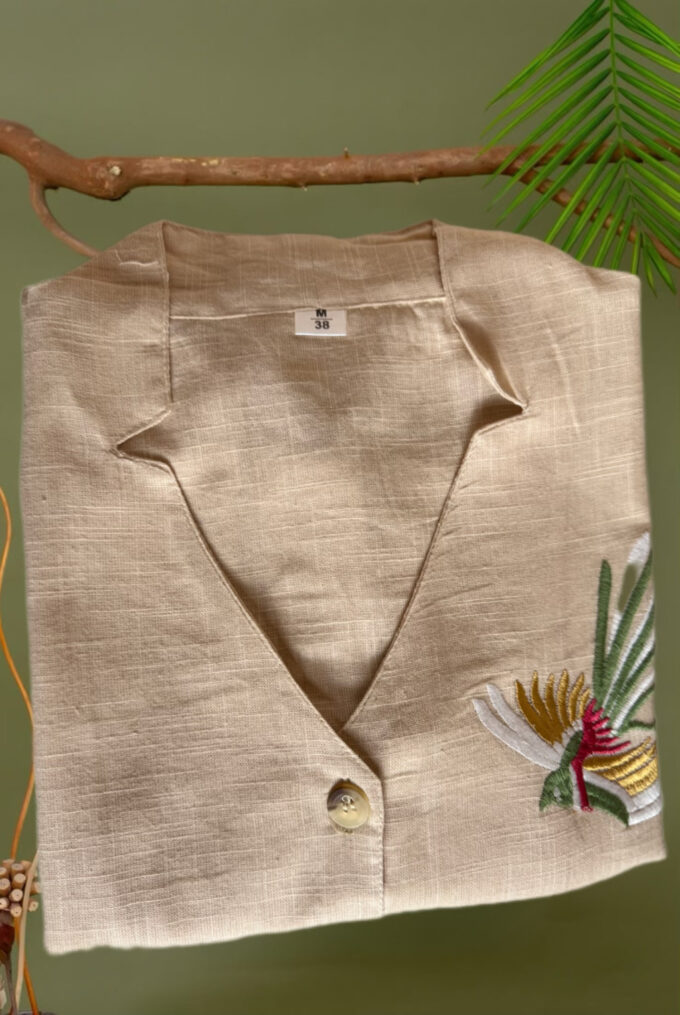 Natural Linen Embroidered Co-ord Set - Image 4