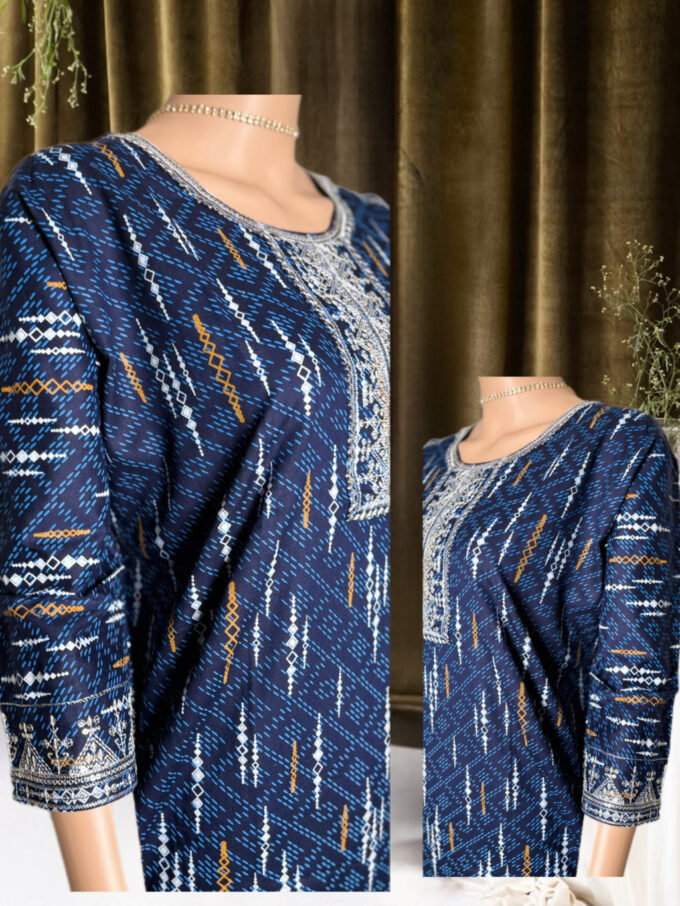 Indigo Ikat Embellished Kurti - Image 4