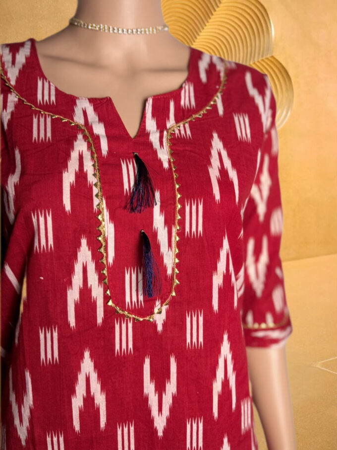 Crimson Ikat Diamond Kurti - Image 2