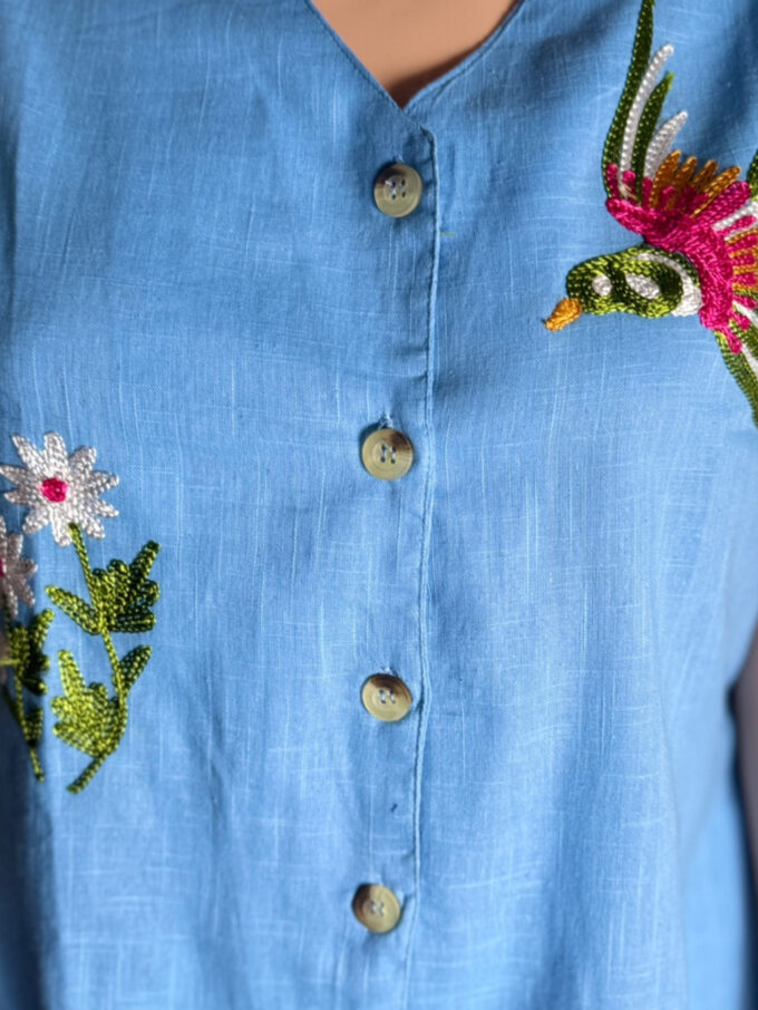 Sky Blue Embroidered Sleeveless Top - Image 2