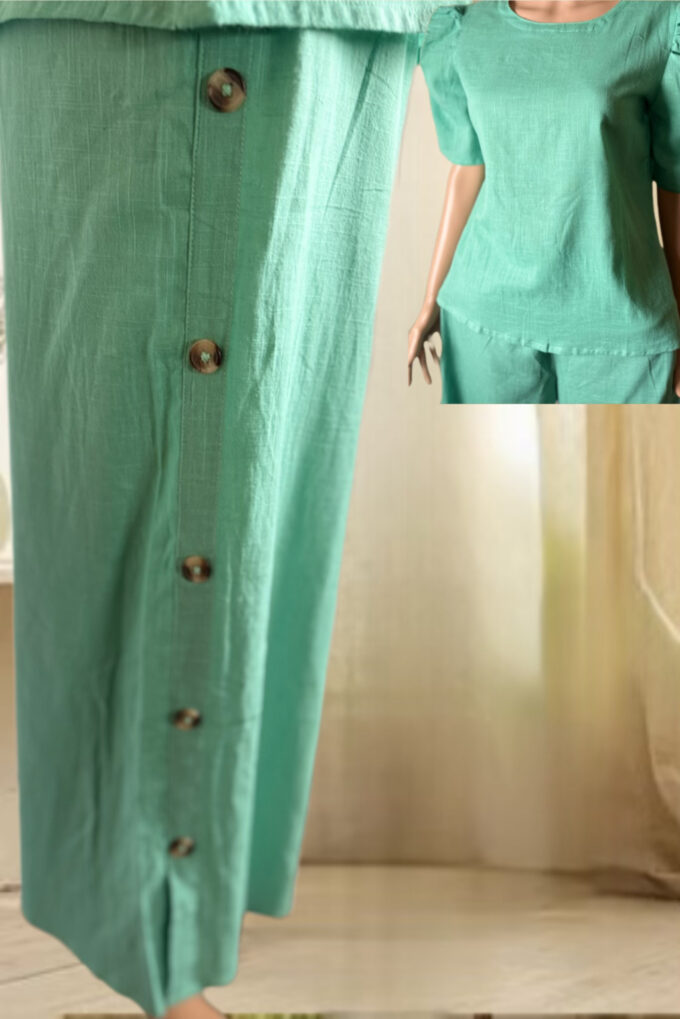 Seafoam Green Puff Sleeve Co-ord Set - Image 4