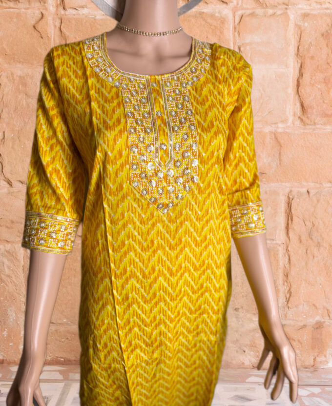 Sunshine Chevron Embellished Kurti - Image 3
