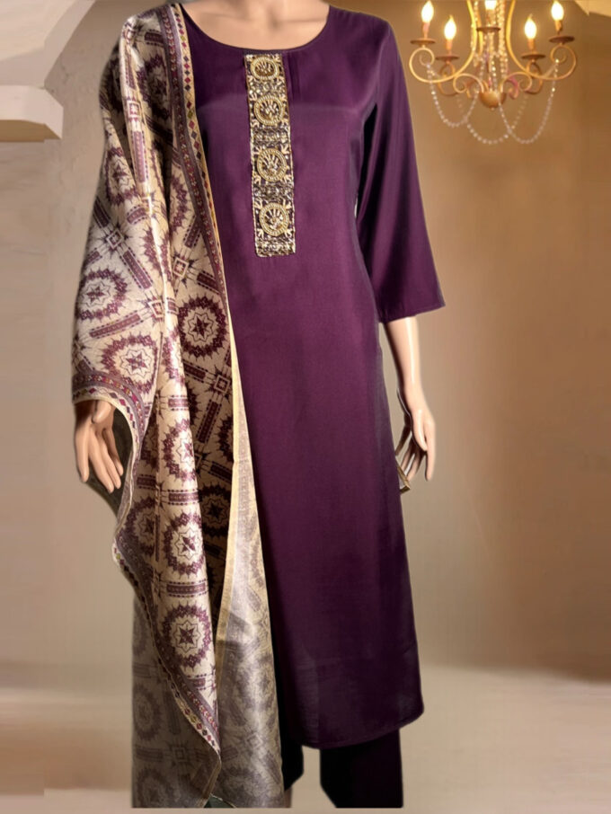 Royal Purple Embroidered Suit Set - Image 6