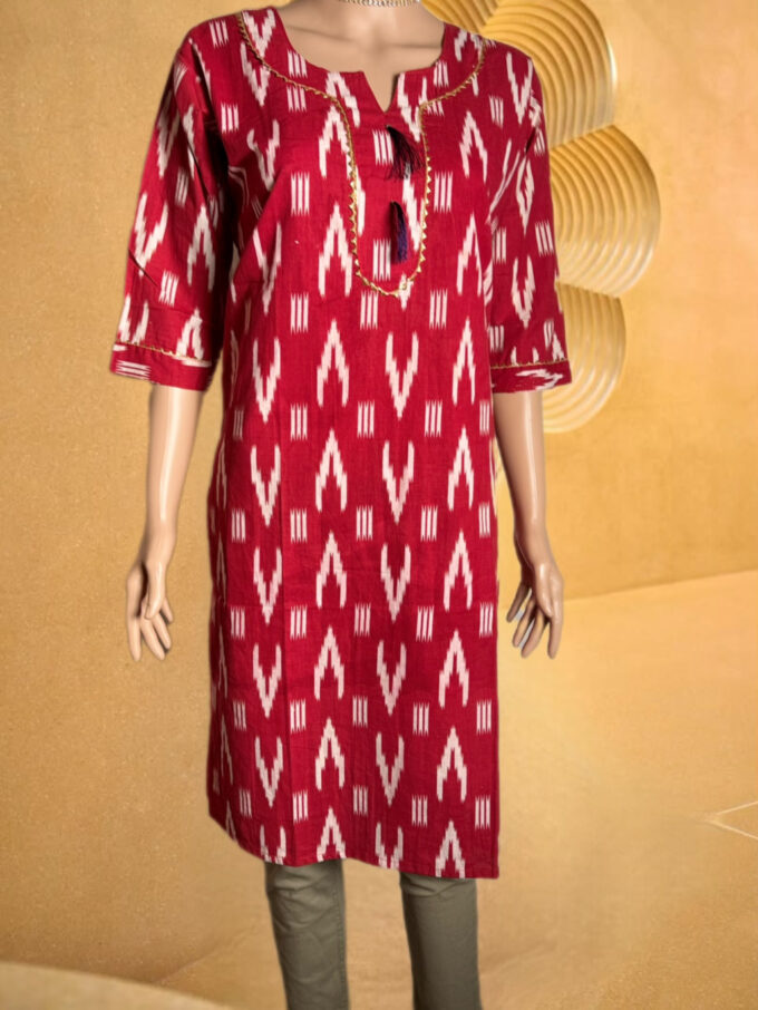 Crimson Ikat Diamond Kurti