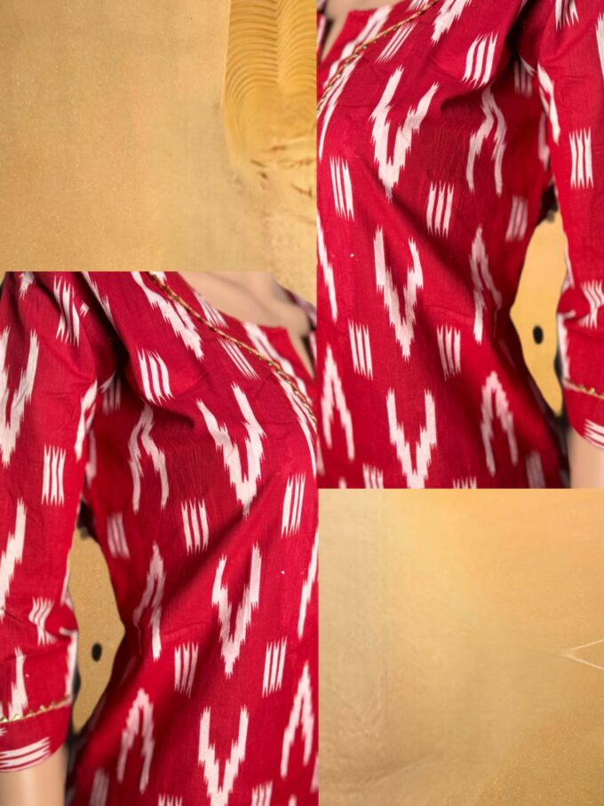 Crimson Ikat Diamond Kurti - Image 3