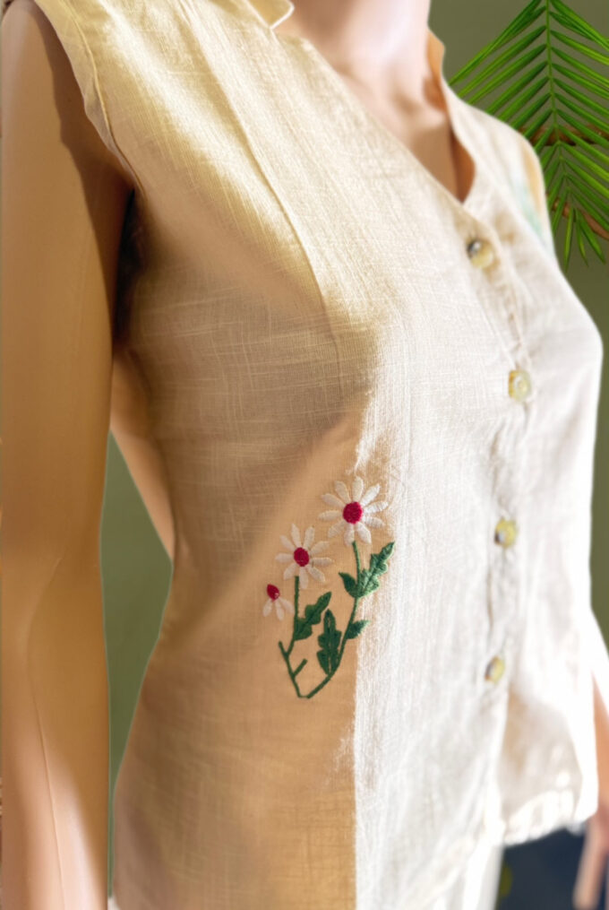 Natural Linen Embroidered Co-ord Set - Image 5