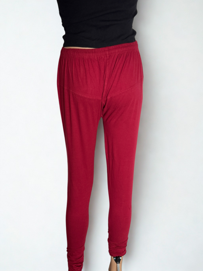 Maroon Cotton Leggings - Image 2