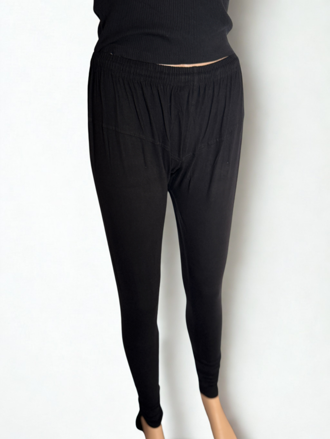 Classic Black Cotton Leggings - Image 3