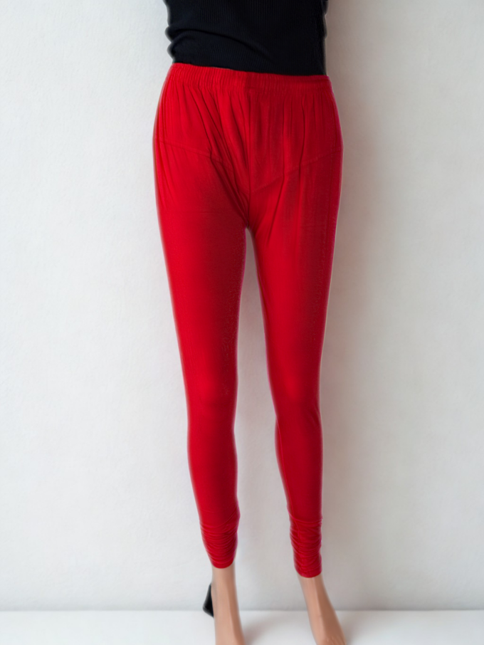 Vibrant Red Cotton Leggings