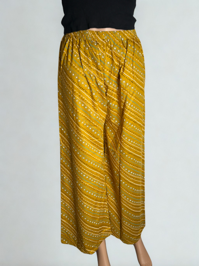 Mustard Printed Palazzo Pants - Image 2