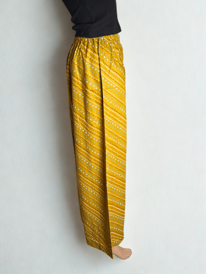 Mustard Printed Palazzo Pants - Image 3