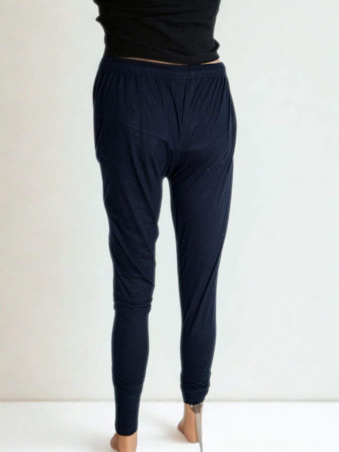 Navy Blue Cotton Leggings - Image 3