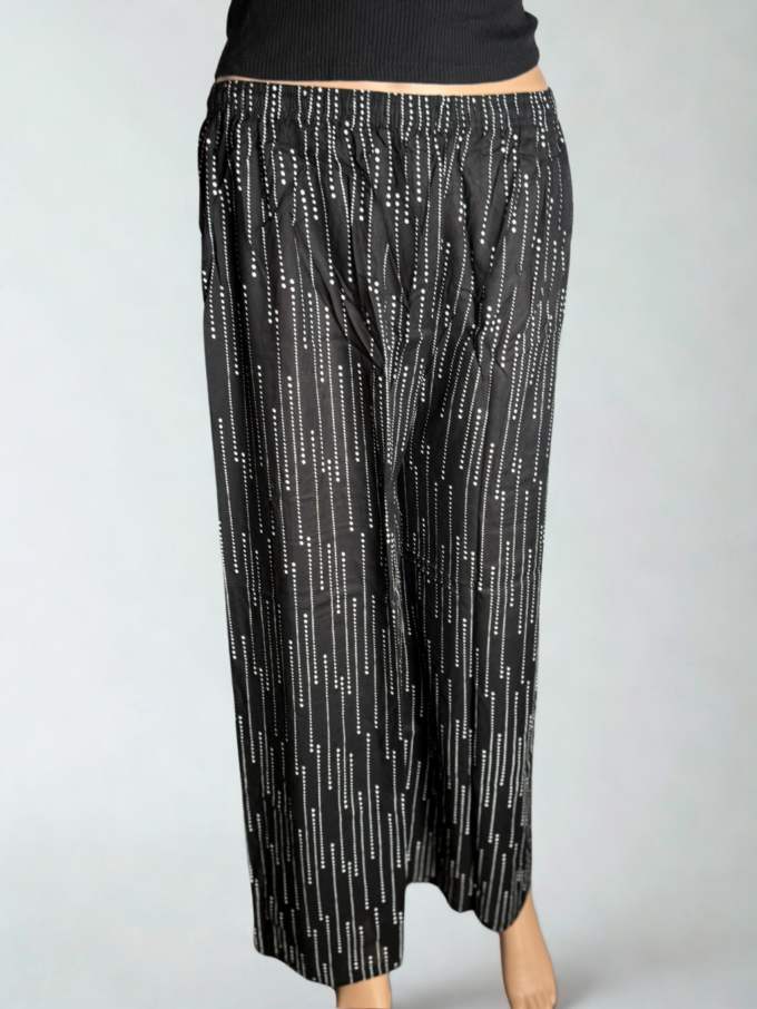 Black Raindrop Print Palazzo Pants