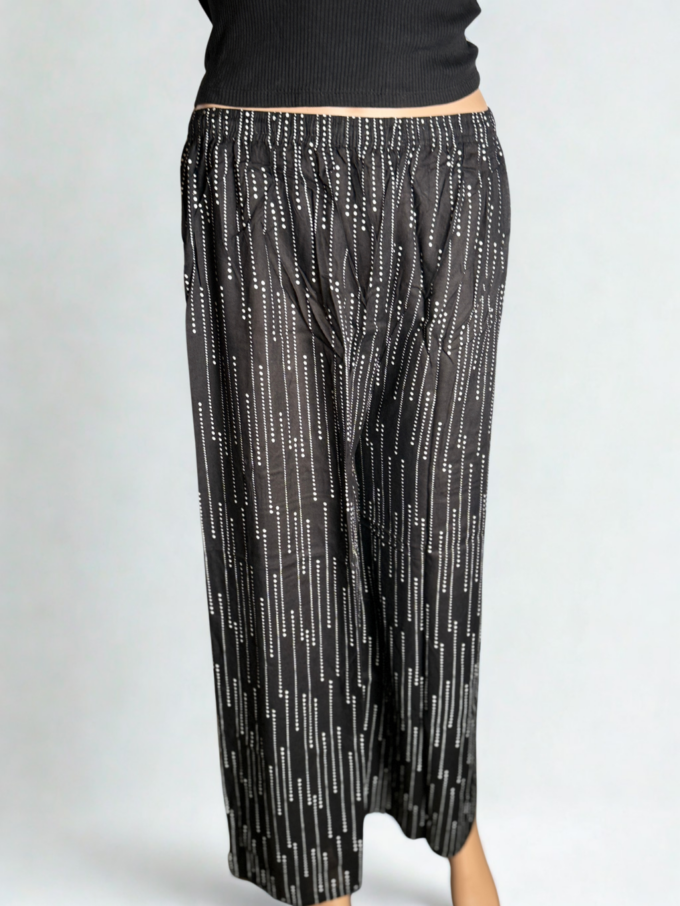 Black Raindrop Print Palazzo Pants - Image 2