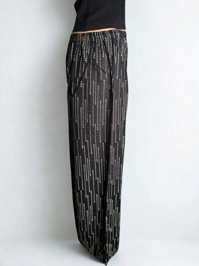 Black Raindrop Print Palazzo Pants - Image 3