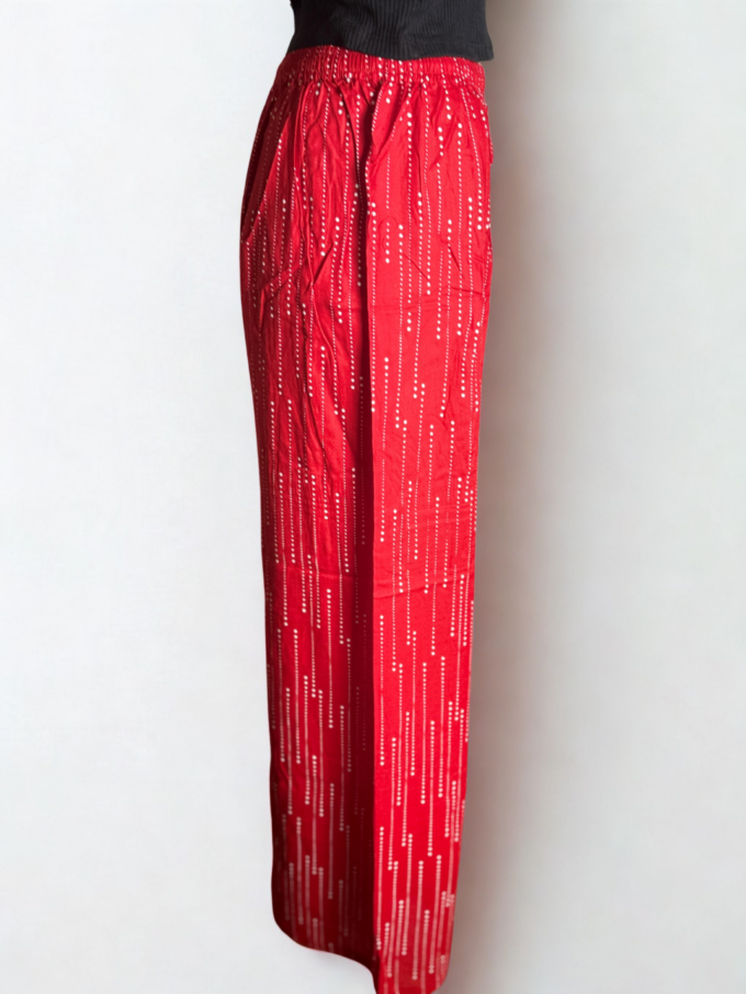 Red Raindrop Print Palazzo Pants - Image 2