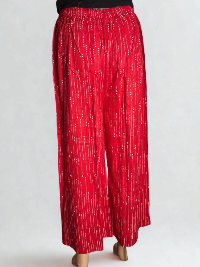 Red Raindrop Print Palazzo Pants - Image 3