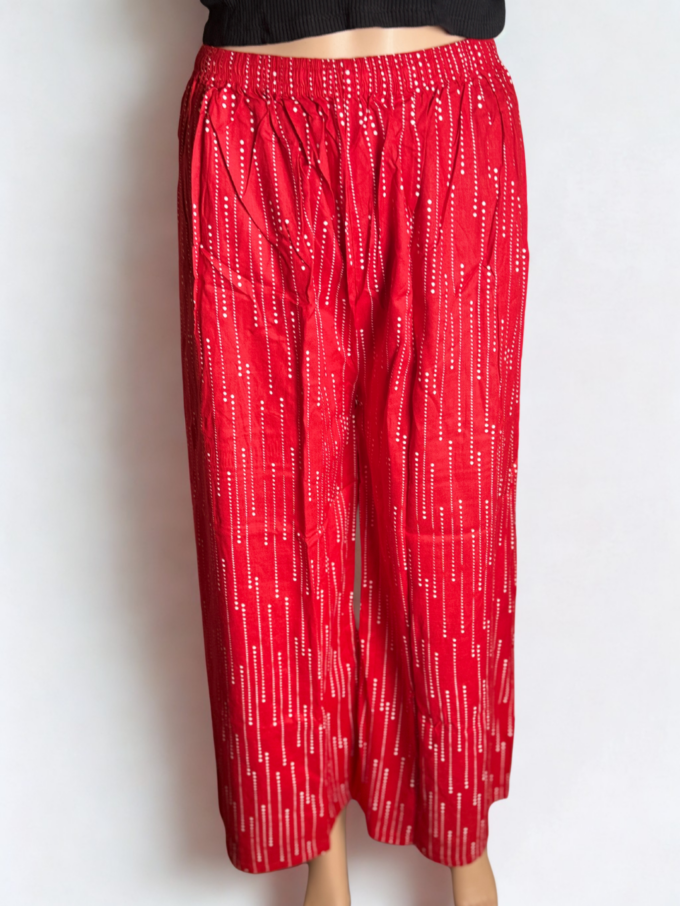 Red Raindrop Print Palazzo Pants