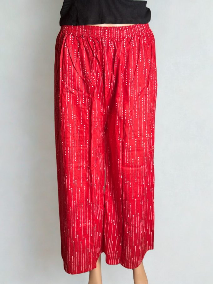 Red Raindrop Print Palazzo Pants - Image 4