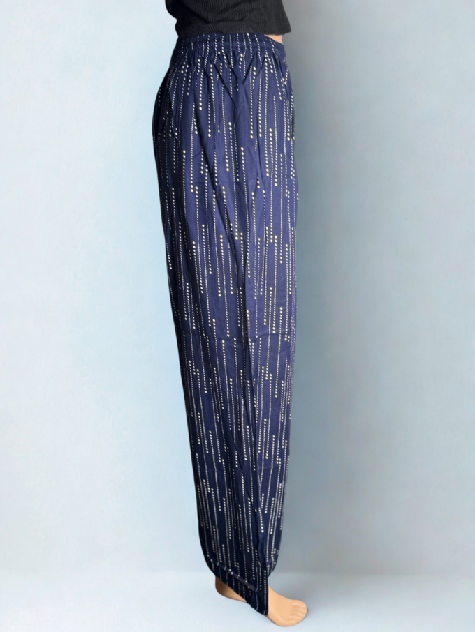 Navy Blue Raindrop Print Palazzo Pants - Image 3