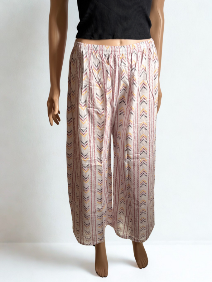Cream Chevron Palazzo Pants - Image 2
