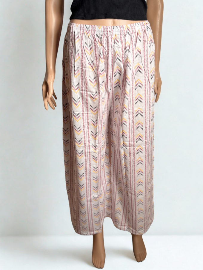 Cream Chevron Palazzo Pants
