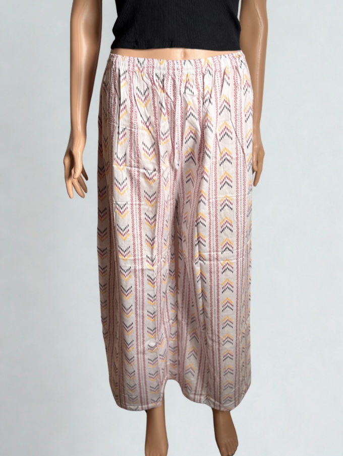 Cream Chevron Palazzo Pants - Image 3