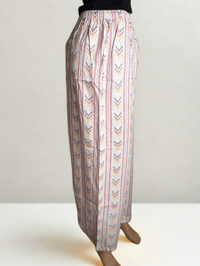 Cream Chevron Palazzo Pants - Image 4