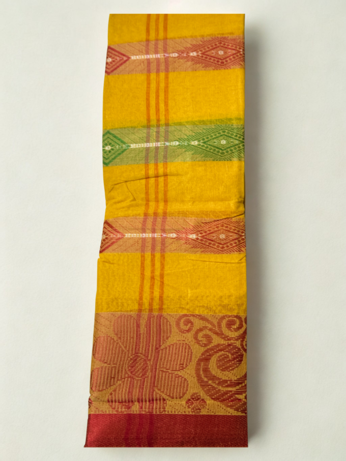 Mustard Yellow Traditional Handloom Saree - Image 3