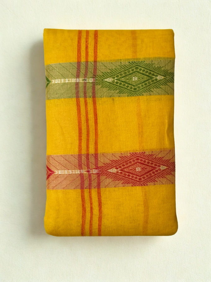 Mustard Yellow Traditional Handloom Saree
