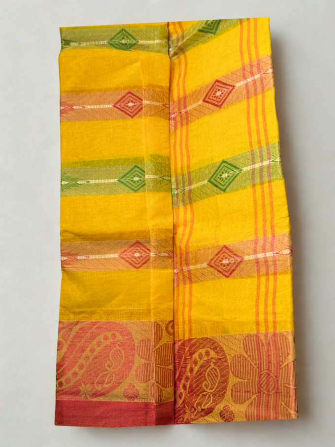 Mustard Yellow Traditional Handloom Saree - Image 4