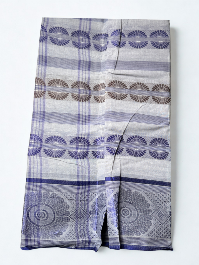 Gray and Purple Floral Handloom Saree - Image 4