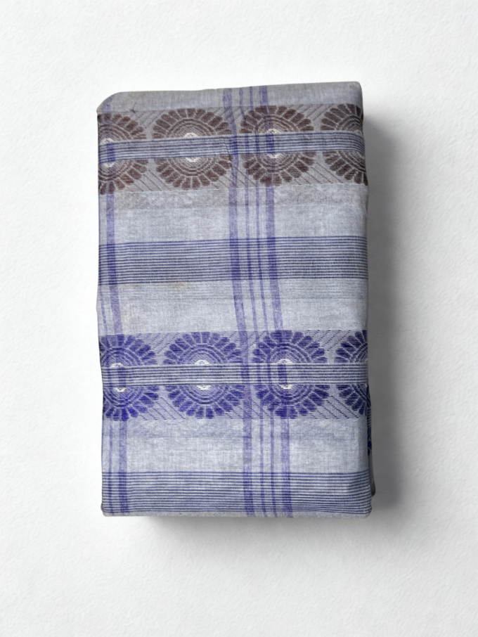 Gray and Purple Floral Handloom Saree