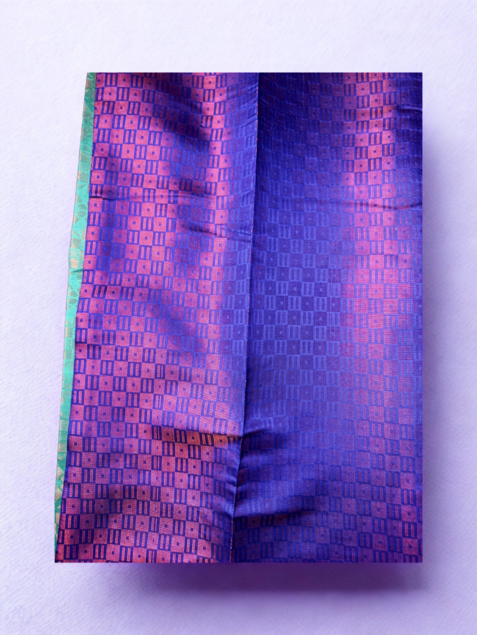 Teal Silk Banarasi Saree - Image 3