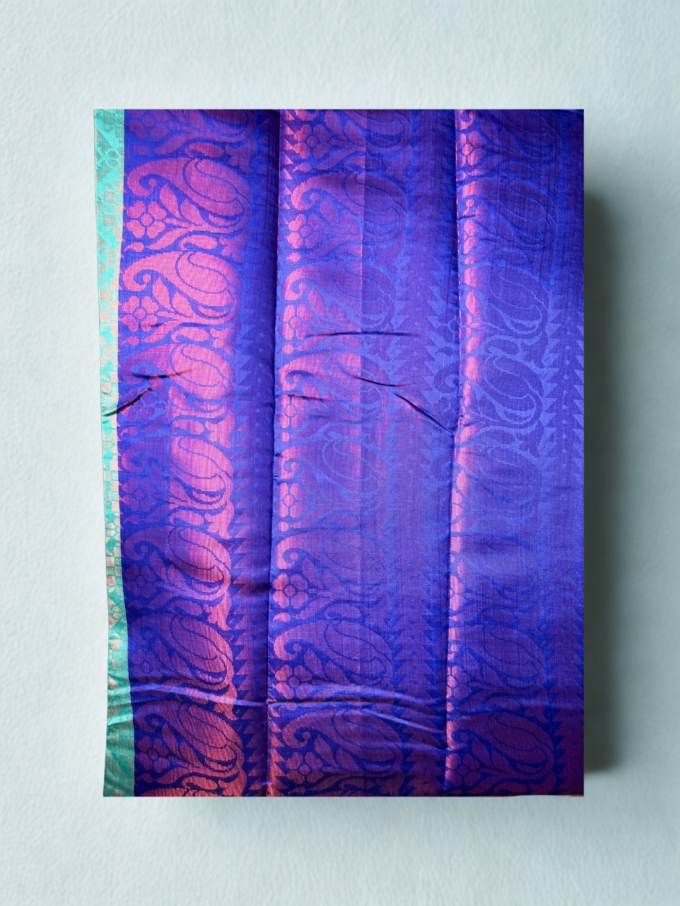 Teal Silk Banarasi Saree - Image 4