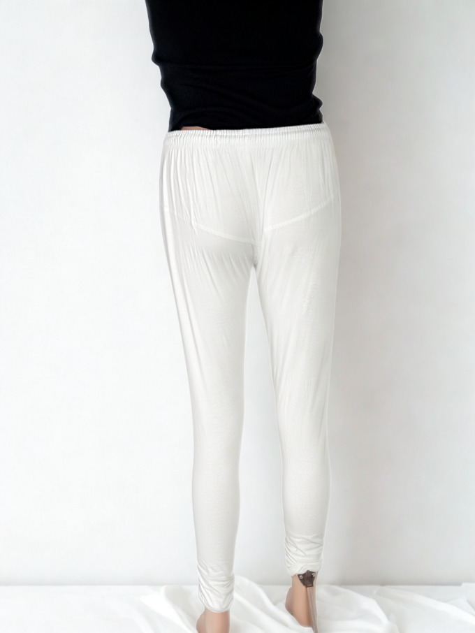 Classic White Cotton Leggings - Image 2