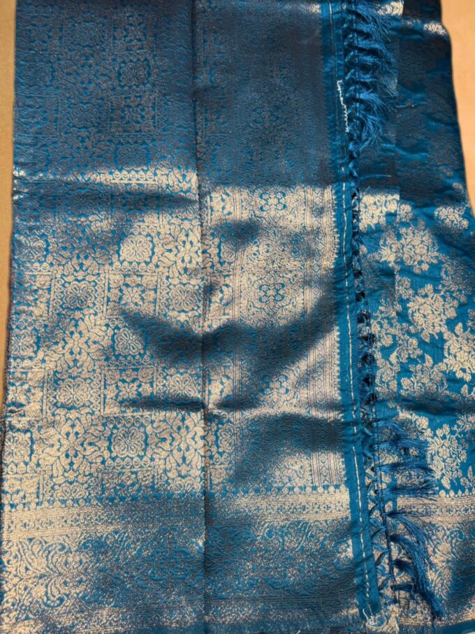 Royal Blue Banarasi Silk Saree with Golden Floral Motifs