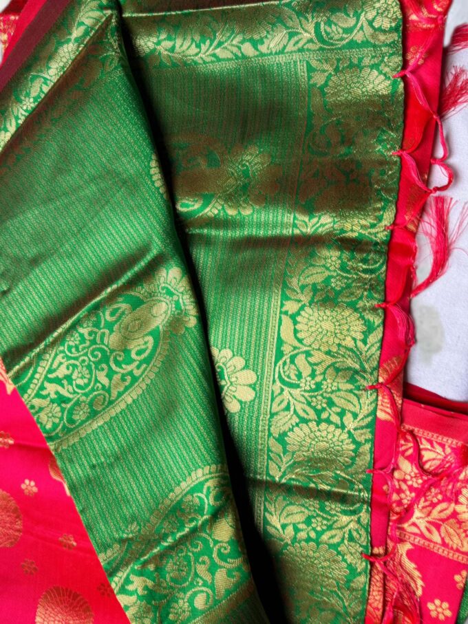 Banarasi Silk Festive Saree with Contrast Pallu - Image 4
