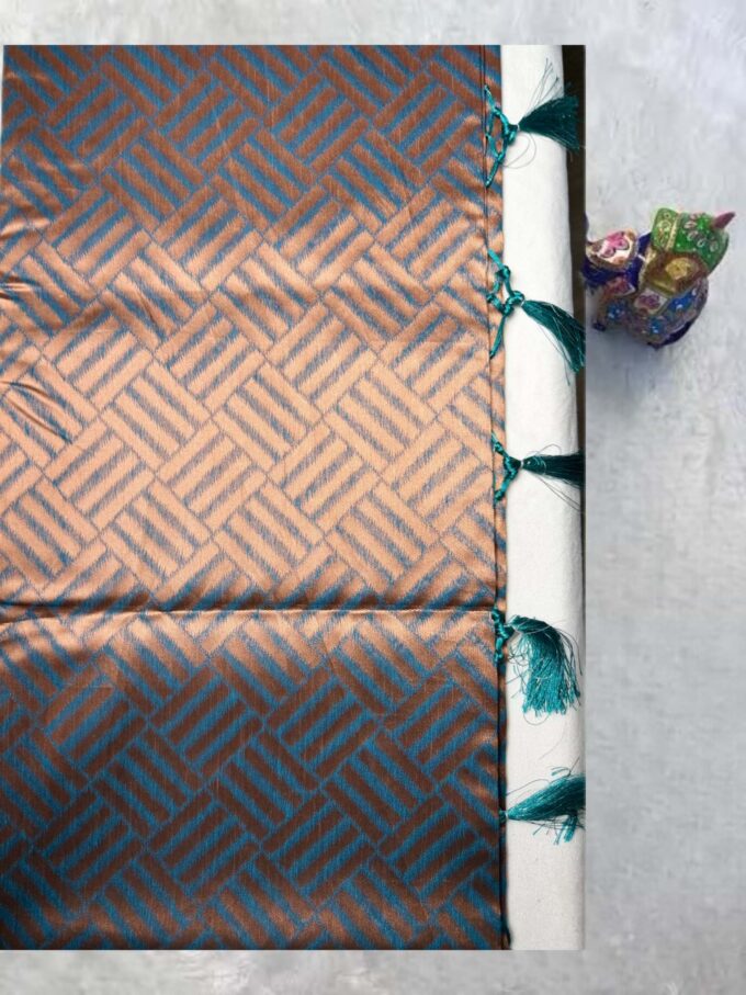 Copper and Teal Geometric Silk Stole - Image 2
